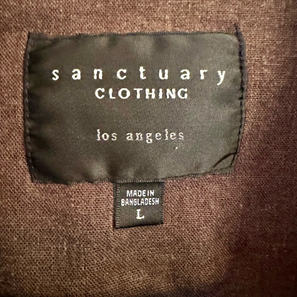 Sanctuary Utility Washed Linen or Linen Blend Jacket Size Large Dark Olive Green - Picture 8 of 9